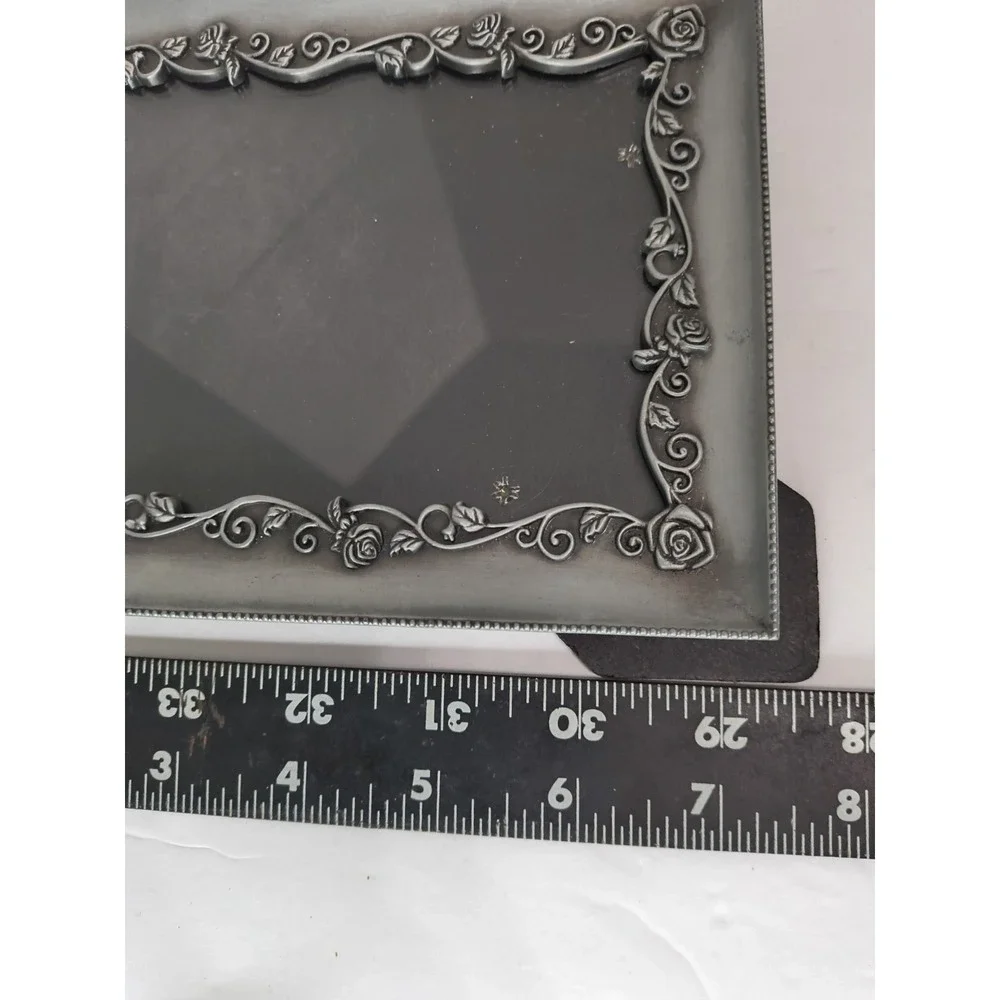 Vintage Malden Pewter Rose Vine Photo Frame 4x6 Ornate Metal Whimsigoth Victoria